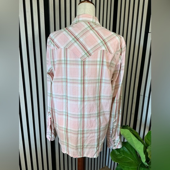 American Living Pink Plaid Shirt with Pearl Snap Buttons Sz Lg - Picture 6 of 6